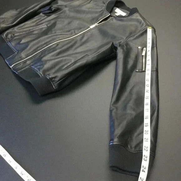 MICHAEL Michael Kors Womens Black Leather Full Zip Motorcycle Jacket Size Medium - Picture 8 of 10